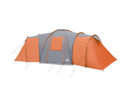 Cort camping 12 pers. gri/portocaliu 840x720x200 cm tafta 185t, 5 image