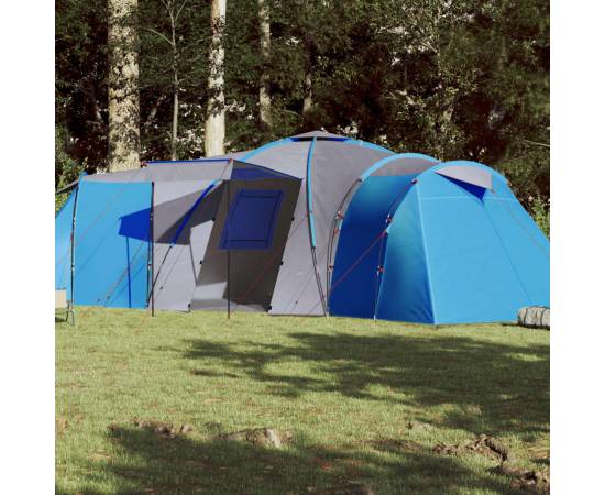 Cort camping 12 persoane, albastru, 840x720x200 cm, tafta 185t