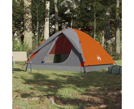 Cort camping 3 persoane gri/portocaliu 240x217x120cm tafta 190t, 3 image