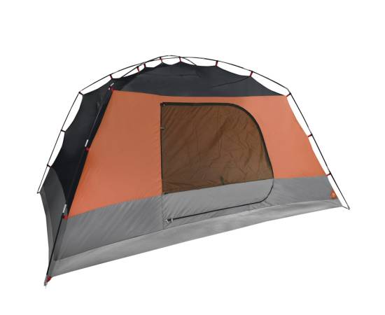 Cort camping 4 persoane gri/portocaliu 350x280x155cm tafta 190t, 8 image
