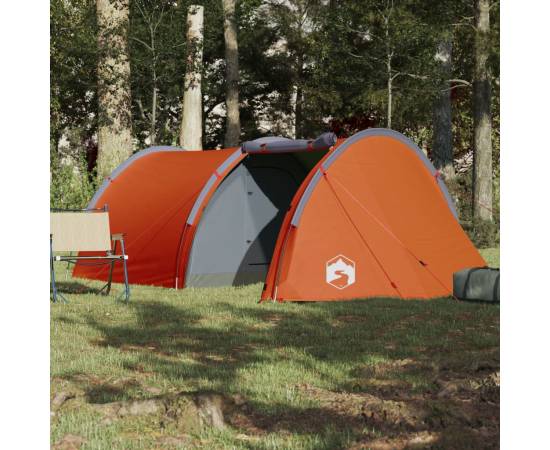 Cort camping 4 persoane gri/portocaliu 405x170x106cm tafta 185t, 3 image