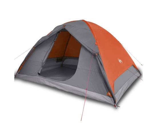 Cort camping 6 persoane gri/portocaliu 348x340x190cm tafta 190t, 2 image