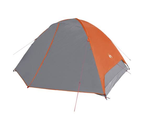 Cort camping 6 persoane gri/portocaliu 348x340x190cm tafta 190t, 5 image