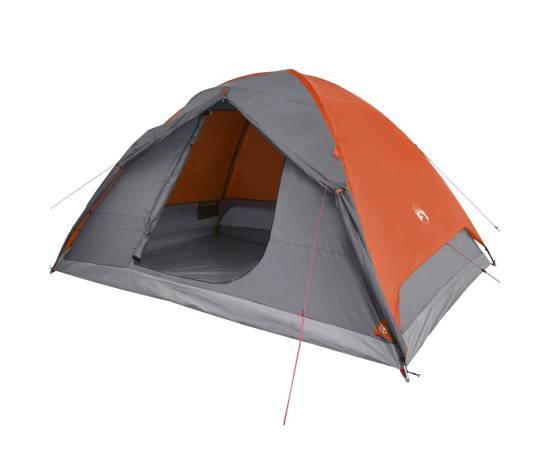 Cort camping 6 persoane gri/portocaliu 348x340x190cm tafta 190t, 4 image