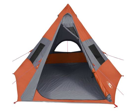 Cort camping 7 persoane gri/portocaliu 350x350x280cm tafta 185t, 5 image