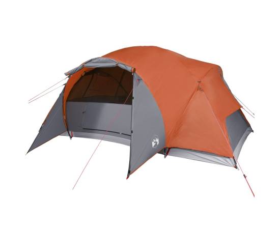 Cort camping 8 persoane gri/portocaliu 360x430x195cm tafta 190t, 4 image