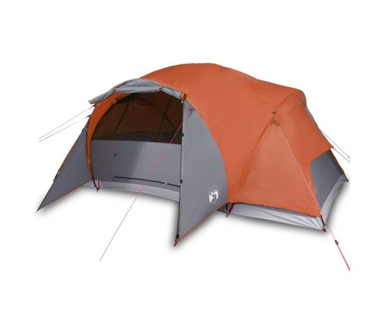Cort camping 8 persoane gri/portocaliu 360x430x195cm tafta 190t, 2 image