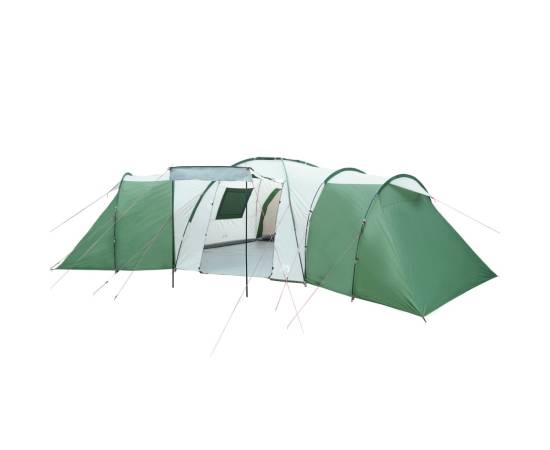Cort de camping 12 persoane, verde, 840x720x200 cm, tafta 185t, 4 image