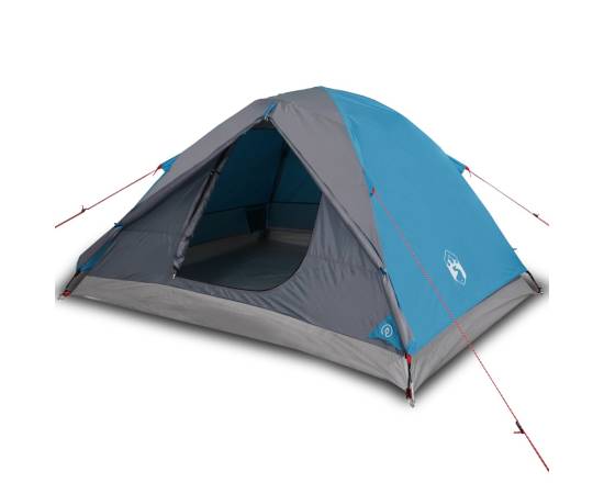 Cort de camping 3 persoane albastru, 240x217x120 cm, tafta 190t, 2 image