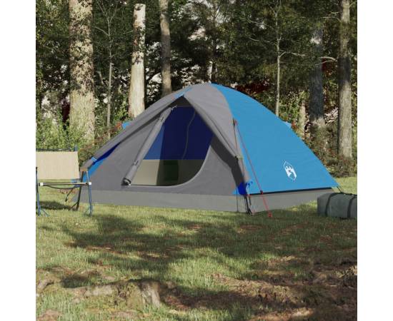 Cort de camping 3 persoane albastru, 240x217x120 cm, tafta 190t, 3 image