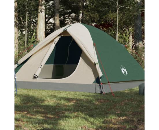 Cort de camping 3 persoane verde, 240x217x120 cm, tafta 190t