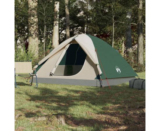Cort de camping 3 persoane verde, 240x217x120 cm, tafta 190t, 3 image