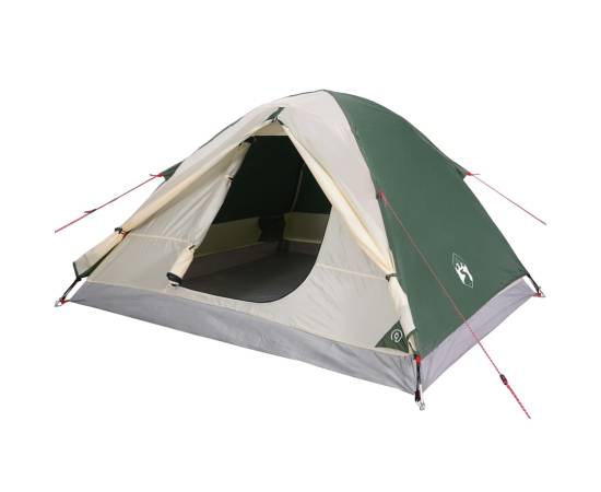 Cort de camping 3 persoane verde, 240x217x120 cm, tafta 190t, 4 image