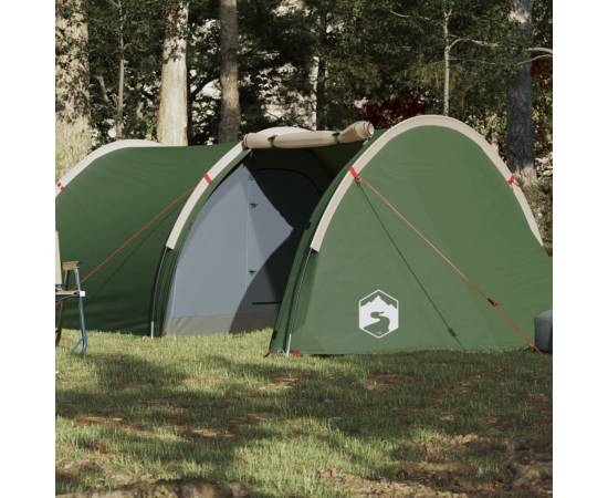 Cort de camping 4 persoane, verde, 405x170x106 cm, tafta 185t