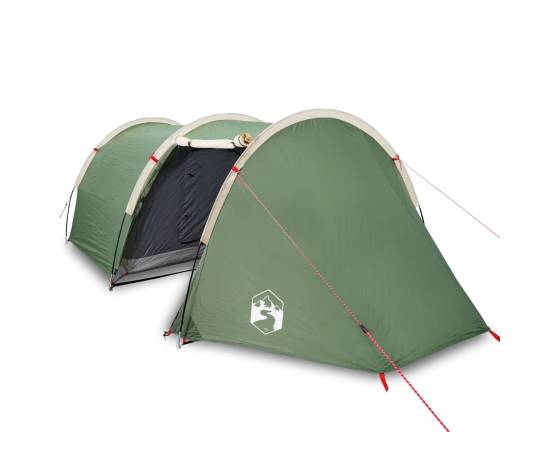 Cort de camping 4 persoane, verde, 405x170x106 cm, tafta 185t, 2 image