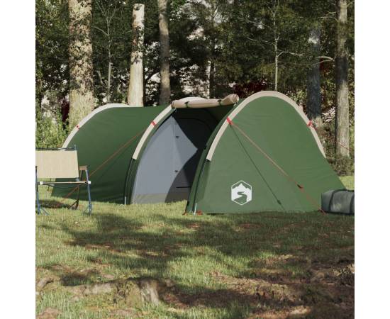 Cort de camping 4 persoane, verde, 405x170x106 cm, tafta 185t, 3 image