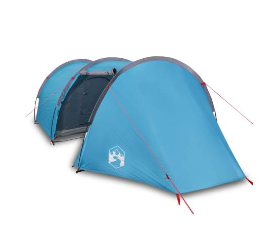 Cort de camping 4 persoane albastru, 405x170x106 cm, tafta 185t, 2 image
