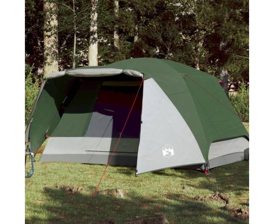 Cort de camping 4 persoane verde, 350x280x155 cm, tafta 190t