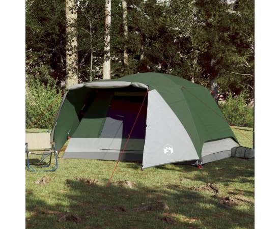Cort de camping 4 persoane verde, 350x280x155 cm, tafta 190t, 3 image
