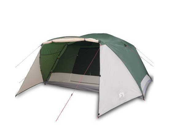 Cort de camping 4 persoane verde, 350x280x155 cm, tafta 190t, 2 image