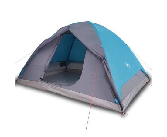 Cort de camping 6 persoane albastru, 348x340x190 cm, tafta 190t, 2 image
