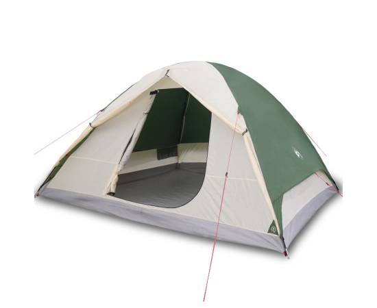 Cort de camping 6 persoane verde, 348x340x190 cm, tafta 190t, 2 image