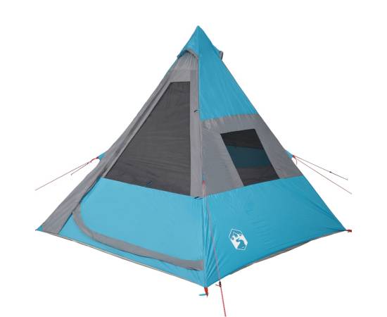 Cort de camping 7 persoane, albastru, 350x350x280cm, tafta 185t, 6 image