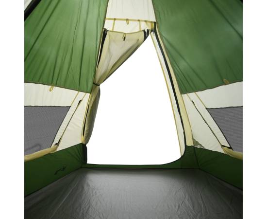 Cort de camping 7 persoane, verde, 350x350x280 cm, tafta 185t, 10 image