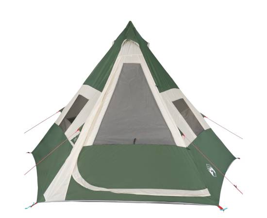 Cort de camping 7 persoane, verde, 350x350x280 cm, tafta 185t, 7 image