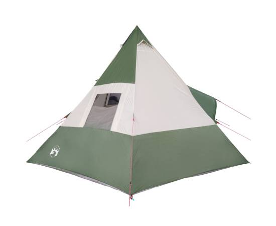 Cort de camping 7 persoane, verde, 350x350x280 cm, tafta 185t, 8 image