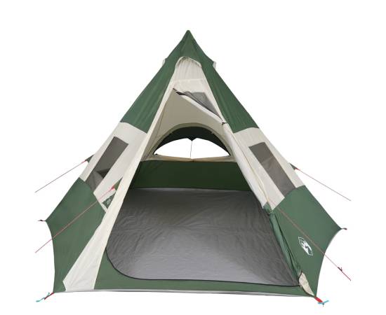 Cort de camping 7 persoane, verde, 350x350x280 cm, tafta 185t, 5 image