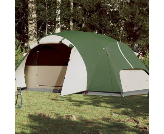 Cort de camping 8 persoane verde, 360x430x195 cm, tafta 190t