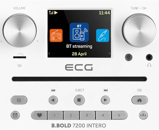 Internet radio ecg b.bold 7200 intero white, fm + dab, stereo 2 × 10 w, cd, 7 image