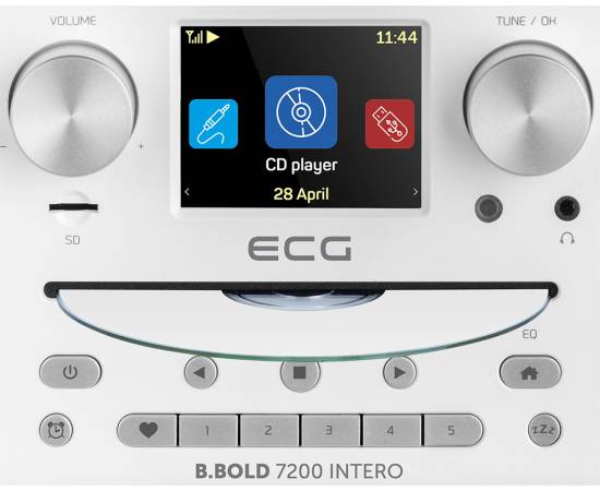 Internet radio ecg b.bold 7200 intero white, fm + dab, stereo 2 × 10 w, cd, 15 image