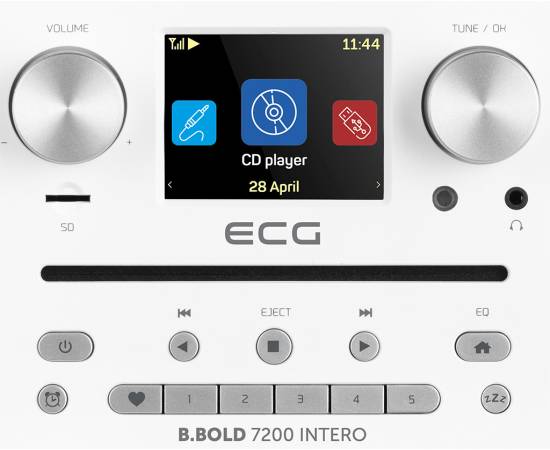 Internet radio ecg b.bold 7200 intero white, fm + dab, stereo 2 × 10 w, cd, 9 image