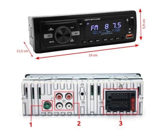 Player Auto dimensiune 1DIN, 4 x 50W, model AW1003, cu Bluetooth, Radio, MP3, AUX, Card, Telecomanda, 6 image