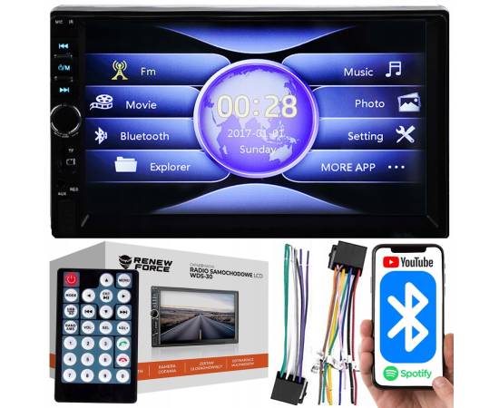 Player Video Auto, dimensiune 2DIN, TouchScreen de 7 inch, 4 x 50W, model WDS-30 cu Bluetooth, Handsfree, Radio, MP3, WMA, MP4, AUX, Card, Telecomanda, Functie Camera Marsarier