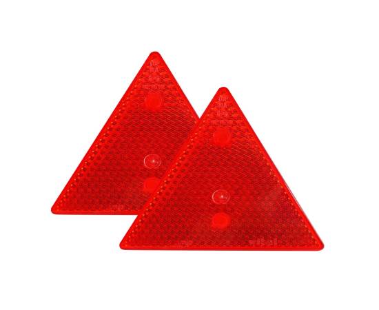 Set 2 triunghiuri de avertizare reflectorizante pentru remorci, culoare rosie, dimensiune 15 x 15 cm