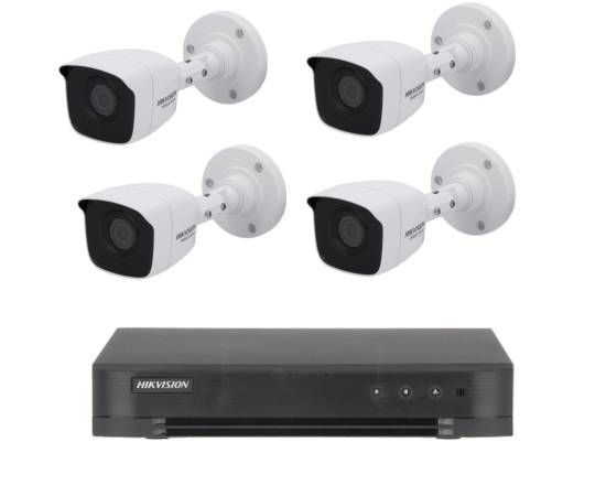 Kit de supraveghere hikvision cu 4 camere, 5 megapixeli, infrarosu 20m, lentila 2.8mm,