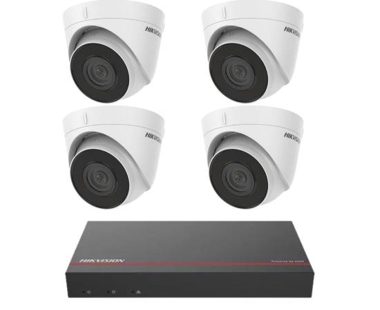 Kit supraveghere hikvision  4 camere ip 2mp ir30m poe nvr 4 canale 4mp ssd 1tb preinstalant