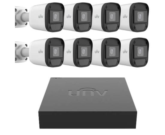 Kit supraveghere uniview 8 camere 2mp ir 20m xvr 8 canale 2mp + 2 canale ip 6mp