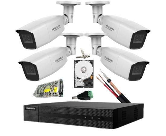 Sistem supraveghere hikvision 4 camere turbo hd 2mp ir 40m dvr 4 canale 2mp hdd 500gb accesorii incluse