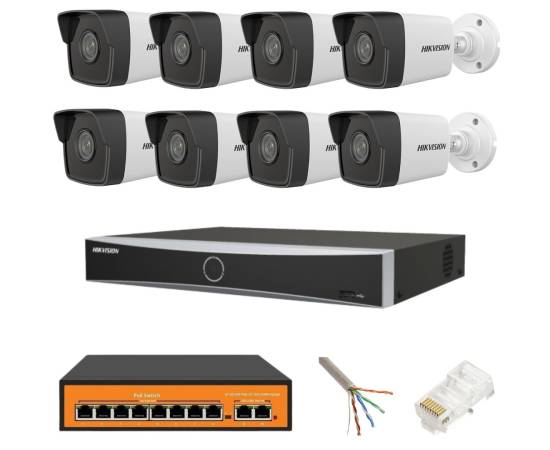 Sistem supraveghere hikvision 8 camere ip 4mp nvr  4k 8 canale 12mp acusense accesorii