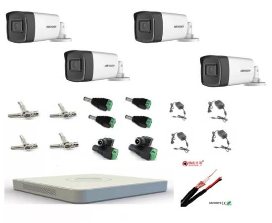 Kit complet 4 camere supraveghere exterior full hd hikvision 1080p 80 m ir