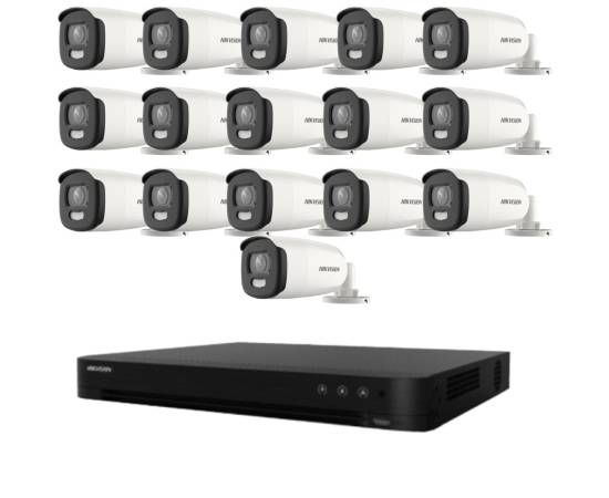 Kit de supraveghere hikvision 16 camere 5mp colorvu, color noaptea 40m, dvr cu 16 canale 8mp