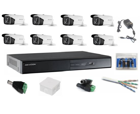 Kit sistem supraveghere profesional hikvision 8 camere video 2mp, ir 40m