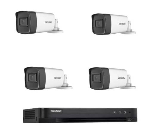 Kit supraveghere 4 camere exterior full hd hikvision 40m infrarosu si dvr 4 canale hikvision