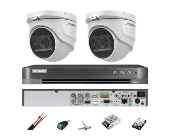 Kit supraveghere hikvision 2 camere interior 4 in 1, 8mp, 2.8mm, ir 30m, dvr 4 canale, accesorii, hard disk