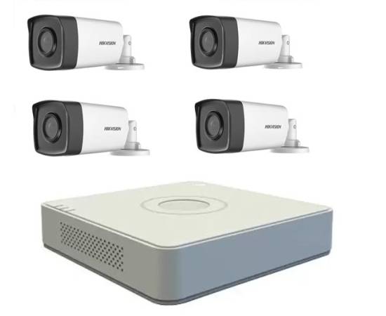 Kit supraveghere hikvision turbo hd 1080p cu 4 camere cu ir 80 m, vizualizare pe internet