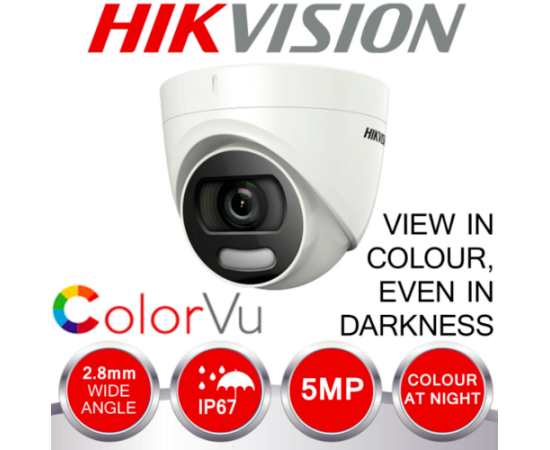 Kit supraveghere profesional hikvision color vu 2 camere 5mp ir20m dvr 4 canale full accesorii cu hdd, 2 image